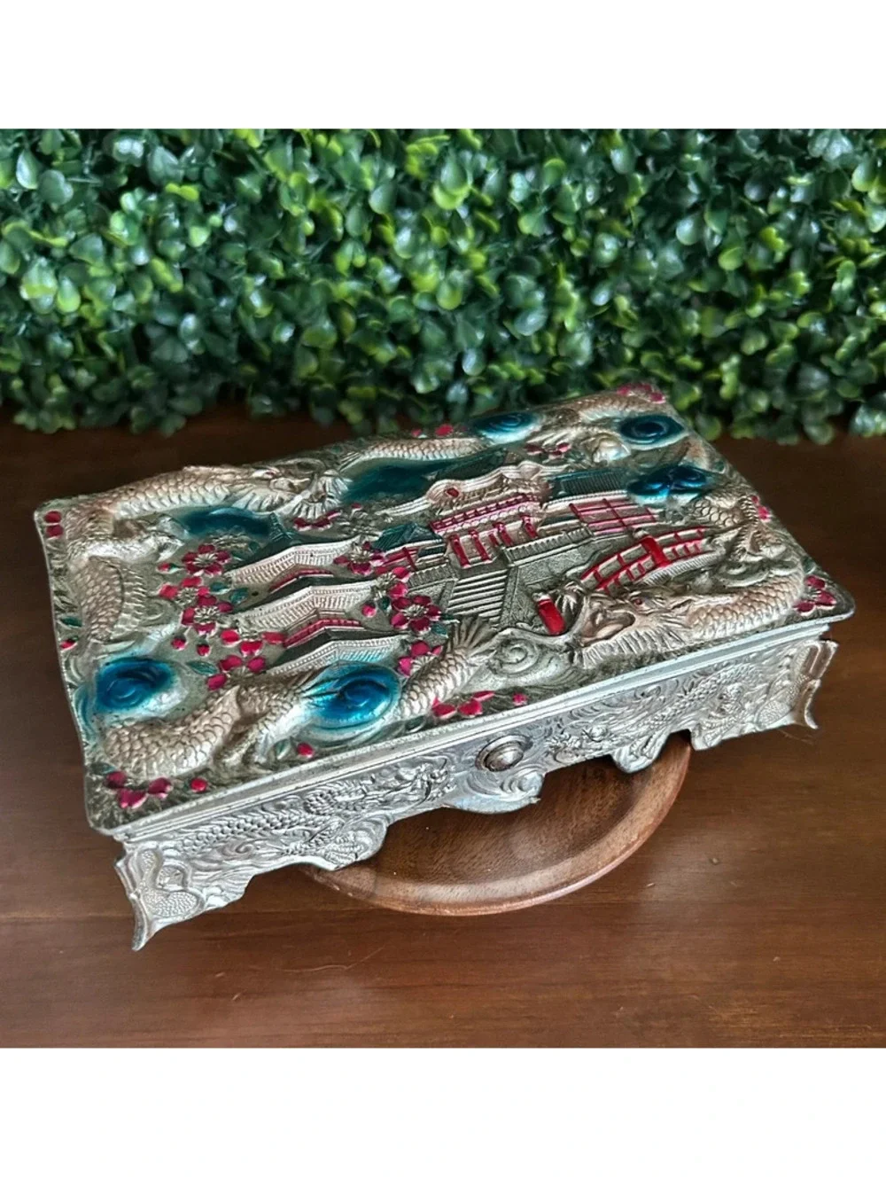 Japan Dragon Jewelry Box Metal Trinket Box 1947-1952